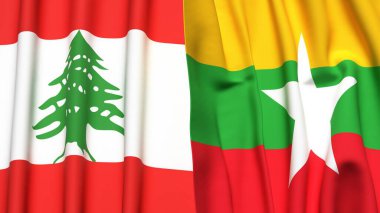 LEBANON ve Myanmar Bayrakları