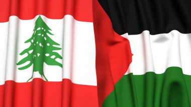 LEBANON ve Filistin Bayrakları