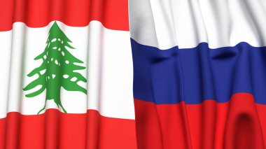 LEBANON ve RUSSIA Bayrakları