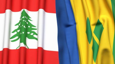 LEBANON VE SAINT VINCENT Bayrakları