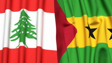 LEBANON VE SAO TOME Bayrakları