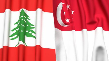 LEBANON VE SINGAPORE Bayrakları