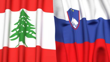 LEBANON VE SLOVENIA Bayrakları