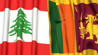LEBANON ve SRI LANKA Bayrakları