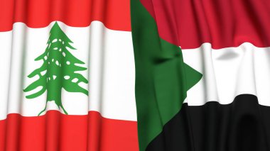 LEBANON ve SUDAN Bayrakları