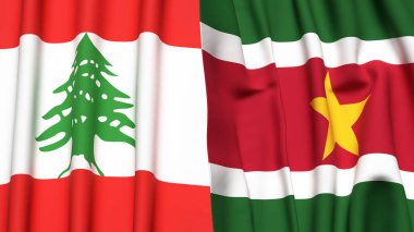 LEBANON ve SURINAME Bayrakları