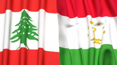 LEBANON ve TAJIKISTAN Bayrakları