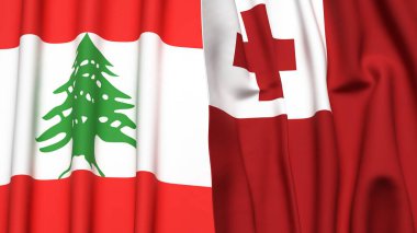 LEBANON ve TONGA Bayrakları