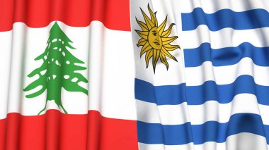LEBANON ve Uruguay bayrakları