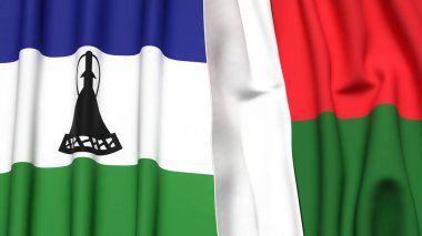 LESOTHO VE MADAGASCAR Bayrakları