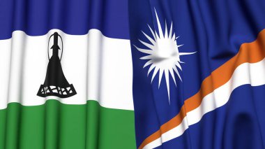 LESOTHO VE MARSHALL Adaları Bayrakları