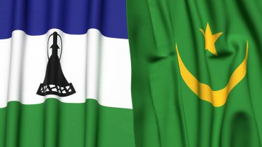 LESOTHO ve MAURITANIA Bayrakları