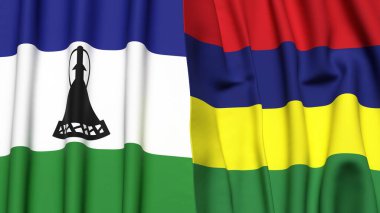 LESOTHO ve MAURİSTAN Bayrakları