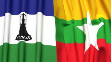 LESOTHO ve Myanmar bayrakları