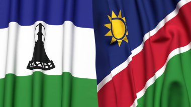 LESOTHO ve NAMIBIA Bayrakları