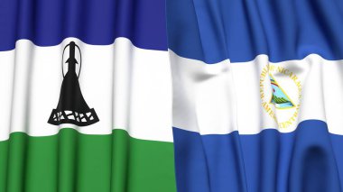 LESOTHO ve NICARAGUA Bayrakları