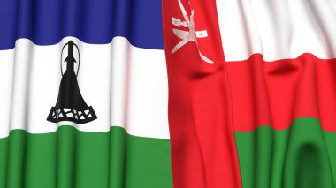 LESOTHO VE OMAN Bayrakları