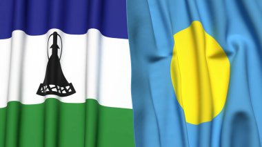 LESOTHO ve PALAU bayrakları