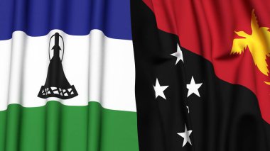 LESOTHO Bayrakları ve PAPUA YENİ GUINEA