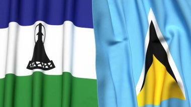 LESOTHO Bayrakları ve Aziz LUCIA
