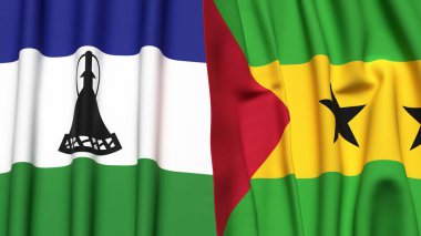 LESOTHO VE SAO TOME Bayrakları