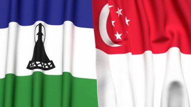 LESOTHO VE SINGAPORE Bayrakları
