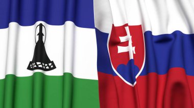 LESOTHO ve SLOVAKIA Bayrakları