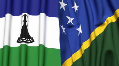 LESOTHO VE SOLOMON Adalarının Bayrakları