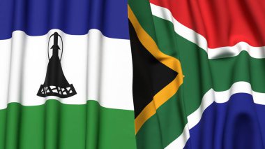 LESOTHO VE Güney Afrika Bayrakları