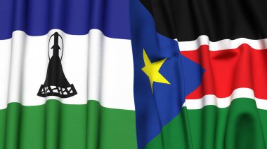 LESOTHO VE GÜNEY SUDAN Bayrakları