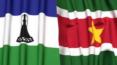 LESOTHO ve SURINAME Bayrakları