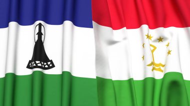 LESOTHO ve TAJIKISTAN Bayrakları