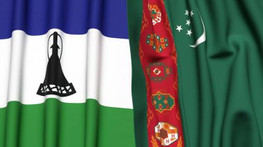 LESOTHO ve Türkmenistan bayrakları