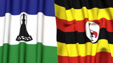 LESOTHO ve UGANDA Bayrakları
