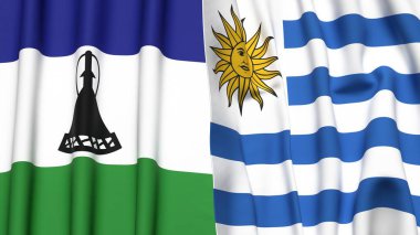 LESOTHO ve Uruguay bayrakları