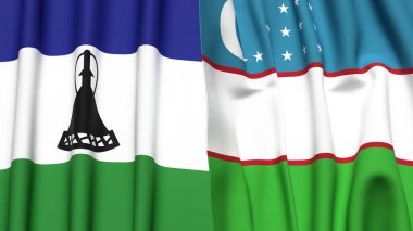 LESOTHO ve UZBEKİSTAN Bayrakları