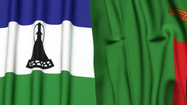 LESOTHO ve ZAMBİA Bayrakları