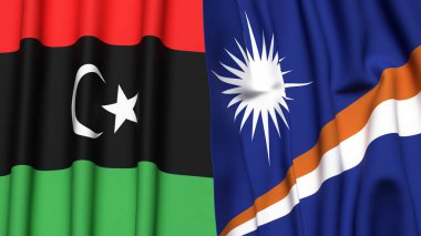 LIBYA VE MARSHALL Adaları Bayrakları