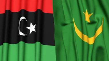 LIBYA ve MAURITANIA Bayrakları