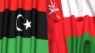 LIBYA ve OMAN Bayrakları