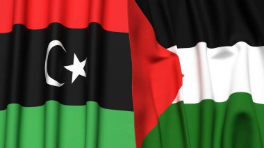 LIBYA ve Filistin Bayrakları