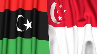 LIBYA ve SINGAPORE Bayrakları
