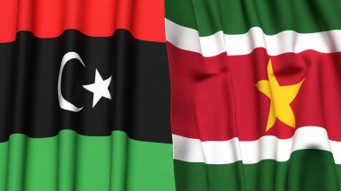 LIBYA ve SURINAME Bayrakları
