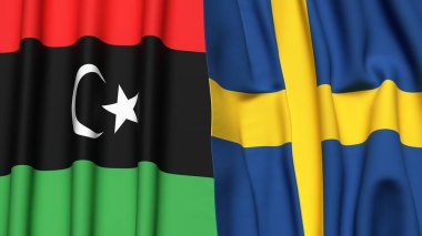 LIBYA Bayrakları ve SWEDEN