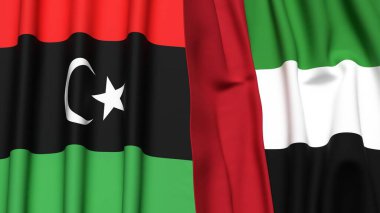 LIBYA ve BAE Bayrakları