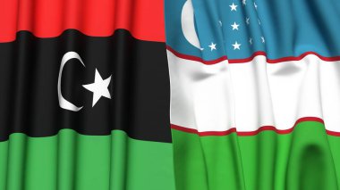 LIBYA ve UZBEKISTAN Bayrakları