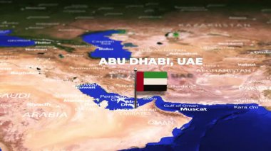 Abu Dabi 'den, BAE' den Tallinn 'e, Estonya' ya bayrak iğneleriyle uçuş