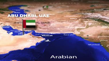 Abu Dabi, BAE 'den Wellington, NEW ZEALAND' a bayrak iğneli uçuş