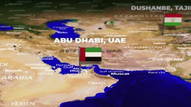 Abu Dabi, UAE 'den Dushanbe, TAJIKISTAN' a bayrak iğneli uçuş