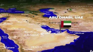 Abu Dabi 'den, BAE' den Georgetown 'a, GUYANA' dan bayrak iğneleriyle.